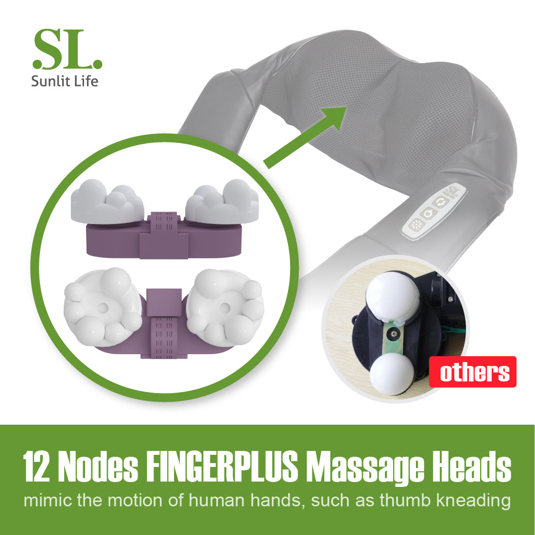 Cordless Neck Back Massager. Pain Relief Muscles Kneading Shoulder Massager with Heat
