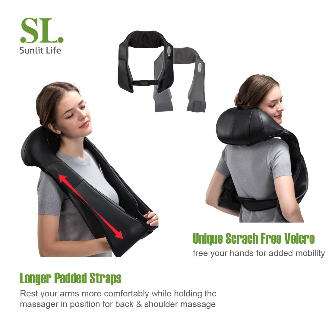 Cordless Neck Back Massager. Pain Relief Muscles Kneading Shoulder Massager with Heat