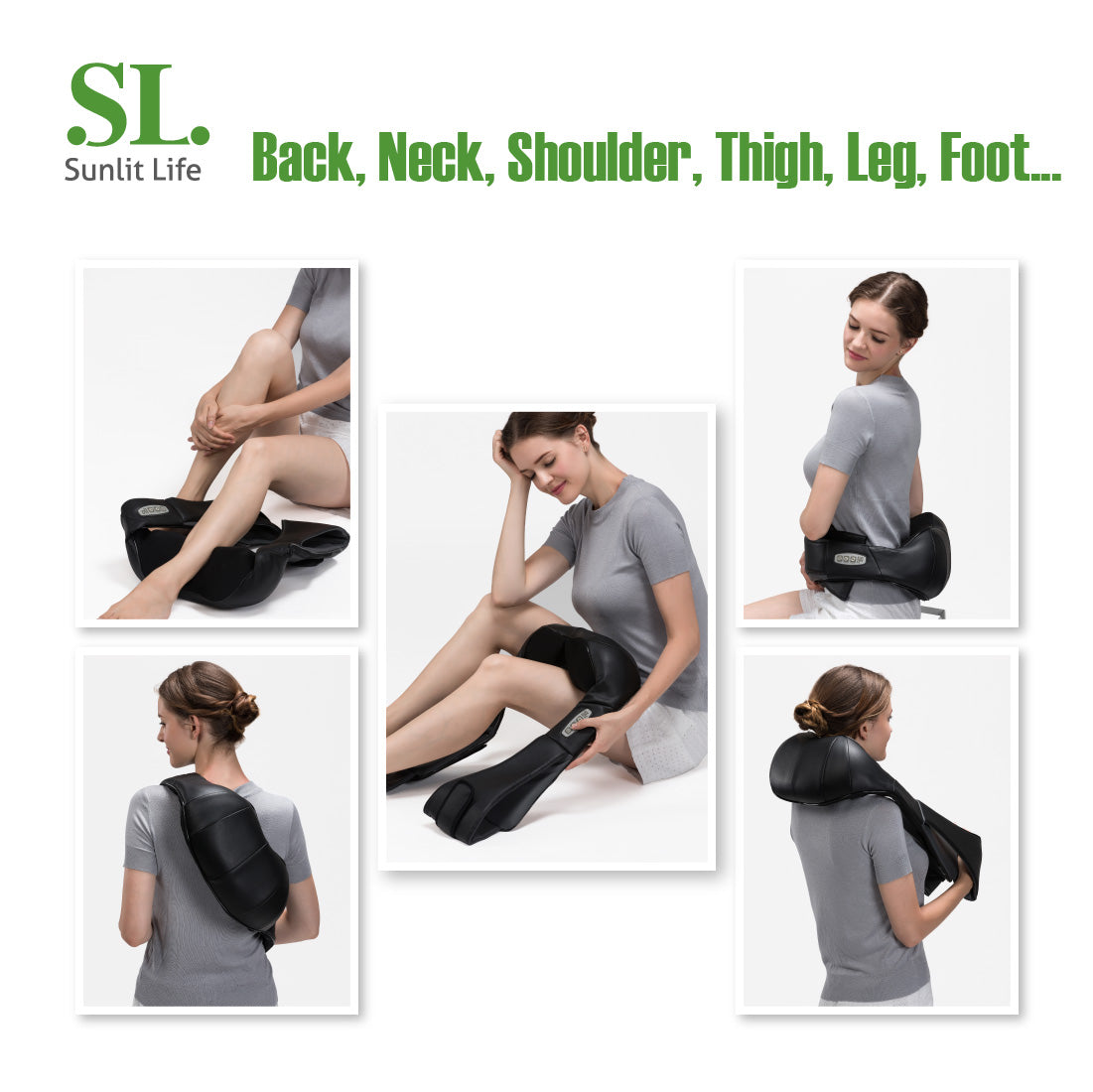 Cordless Neck Back Massager. Pain Relief Muscles Kneading Shoulder Massager with Heat